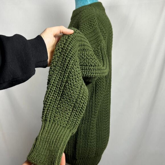 Vintage STRUCTURE Olive Green Open Knit Crewneck Sweater - Picture 3 of 7